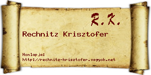 Rechnitz Krisztofer névjegykártya